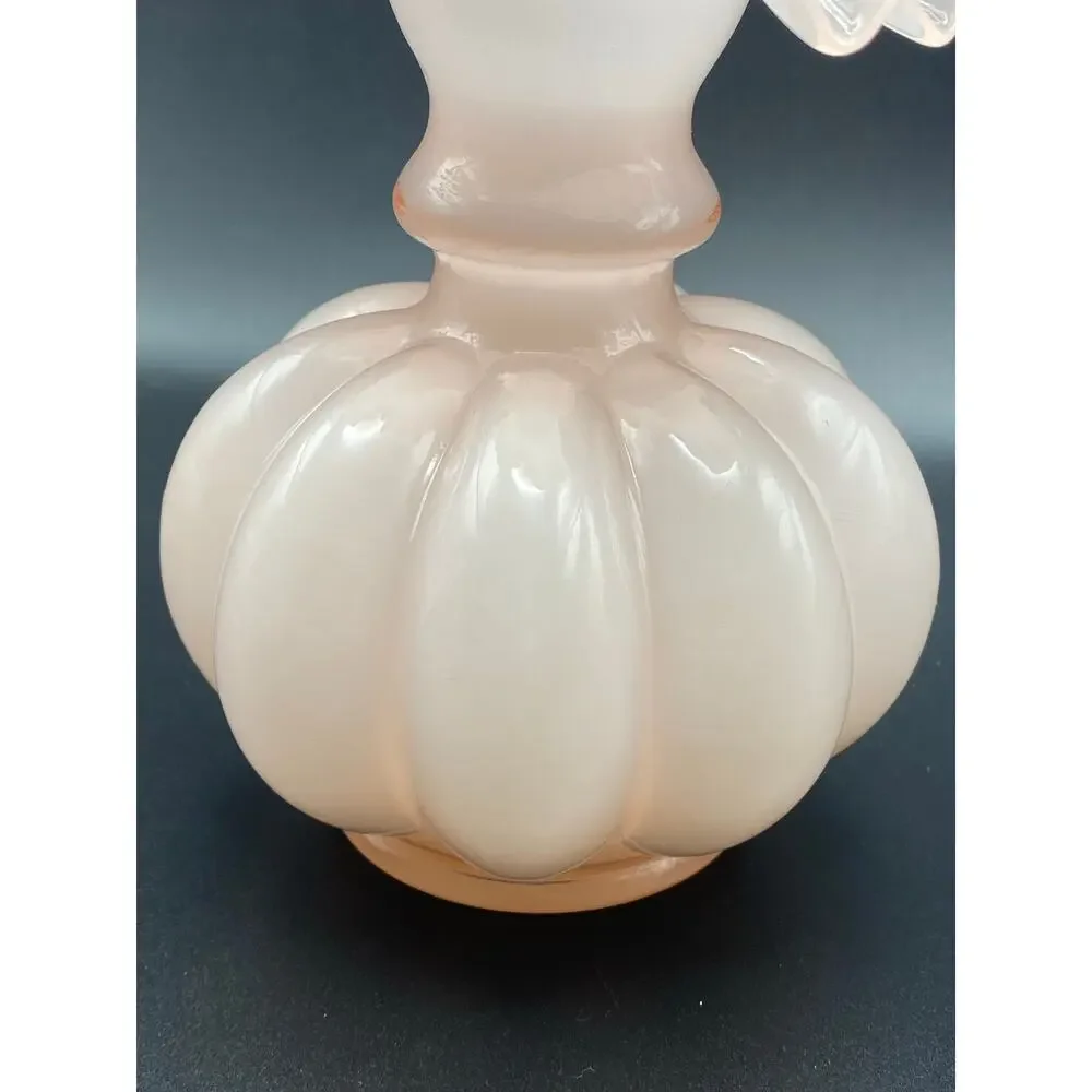 Vintage Fenton Large Ruffled  Pink Melon 8” Vase